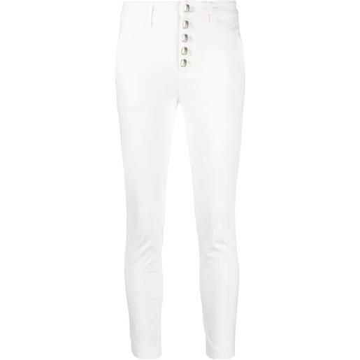 DONDUP pantaloni crop con placca logo - bianco