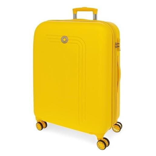 MOVOM riga valigia grande giallo 56 x 80 x 29 cm rigida abs chiusura tsa 91l 4,7 kg 4 ruote doppie, giallo, taglia unica, valigia grande