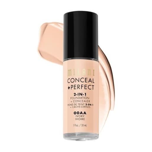 Milani c-m0-012-05 conceal and perfect 2 in 1 foundation + concealer ivory, 30 ml