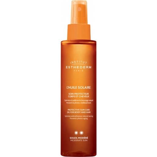 Institut Esthederm olio protettivo per corpo e capelli con protezione media moderate sun (protective sun care oil for body and hair) 150 ml