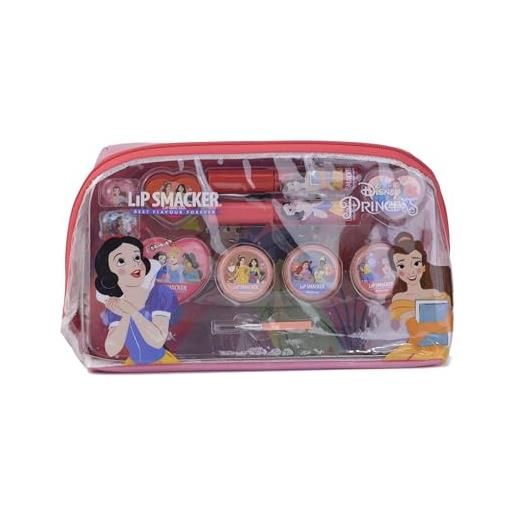 Lip Smacker disney princess essential make-up bag, borsa trucchi per bambini con lucidalabbra, ombretti luminosi, applicatori per il trucco e accessori per un look da principessa
