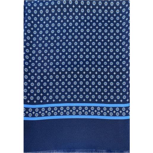 Galise sciarpa reversibile in seta e lana, fantasia blu