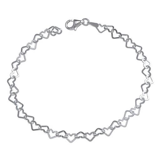 Vinani - bracciale con ciondolo a forma di cuore, in argento sterling 925 bch