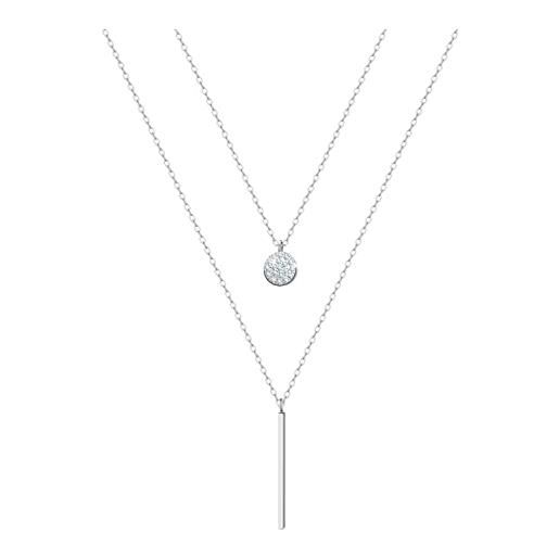KristLand 925 sterling silver multilayer collana rotonda zircone pendente doppia catena ornato collana choker partito regalo di compleanno per le donne