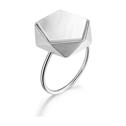 Esberry, anello in argento sterling in stile nordeuropeo con design geometrico ad angolo, regolabile, realizzato a mano, gioiello unico per donne e ragazze e na, regolabile, colore: silver color, 