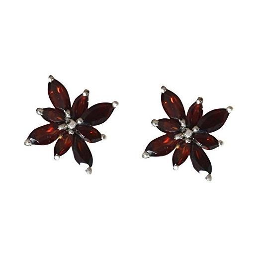 Jewelryonclick naturale rosso granato in argento sterling orecchini per donne moda gioielli artigianali one pair