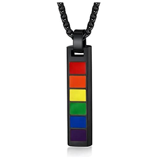 Custom4U collana con codice spotify onda sonora collana nera squisita personalizzata per uomo donna unisex arcobaleno lgbt nome testo incisione