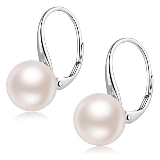 jiamiaoi orecchini a cerchio con perla da donna ragazze orecchini perle argent 925 orecchini a monachella orecchini con perla pendenti