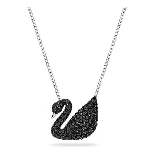 Swarovski pendente Swarovski iconic swan, cigno, nero, placcato rodio