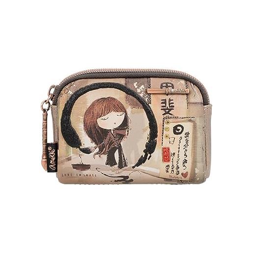Anekke - portafoglio piccolo da donna - portafoglio in ecopelle da donna con chiusura a cerniera shoen - accessori e accessori donna - misure 12x9x2 cm, multicolore