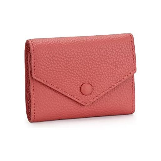 SUICRA portafogli donna women genuine leather wallets female cowhide purses simple short wallets ladies smart coin pocket card holder mini money bag (color: pink)