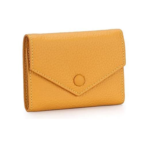 SUICRA portafogli donna women genuine leather wallets female cowhide purses simple short wallets ladies smart coin pocket card holder mini money bag (color: yellow)