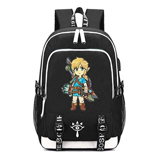 WANHONGYUE the legend of zelda gioco rucksack laptop backpack borsa da scuola zaino con porta di ricarica usb e jack per cuffie /14