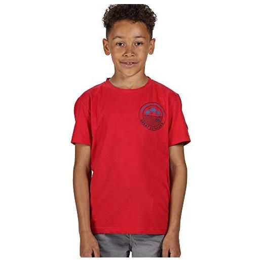 Regatta bosley iii' t-shirt in cotone con stampa, t-shirts/polos/vests unisex bambini, true red, 3-4
