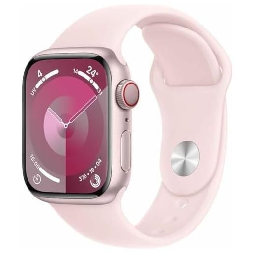 Apple watch series 9 gps 41mm cassa alluminio rosa cinturino sportivo rosa chiaro - s/m