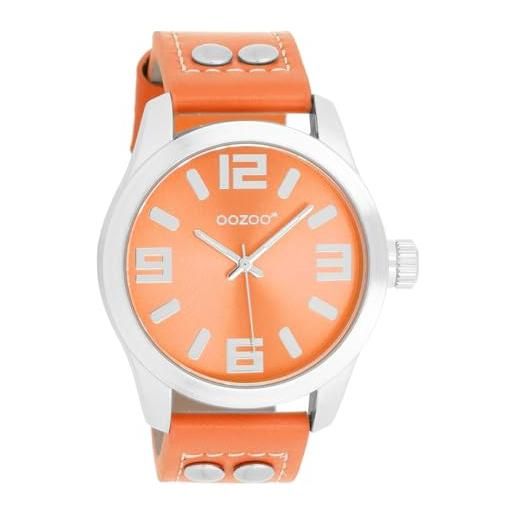 Oozoo orologio da polso junior basic neon line con cinturino in pelle, 40 mm, arancione fluo/arancione fluo jr317, jr317 - neon orange