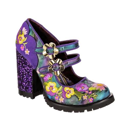 Irregular Choice best bud purple womens shoe high heel floral spiky glitter buckle 37