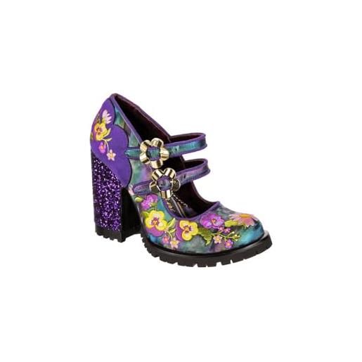 Irregular Choice best bud purple womens shoe high heel floral spiky glitter buckle 39