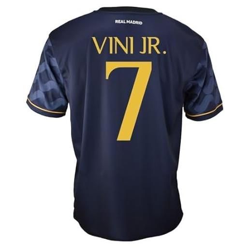 Real Madrid maglia seconda equipaggiamento stagione 2023-2024 - vini jr 7 - replica ufficiale con licenza ufficiale - adulto, blu, xxl