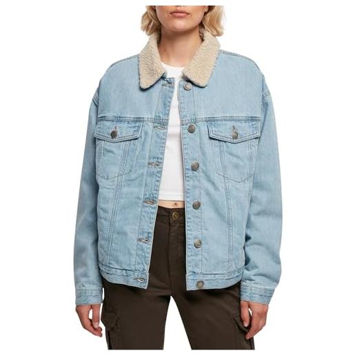 Urban Classics ladies oversized sherpa denim jacket giacca, clearblue bleached, 3xl da donna