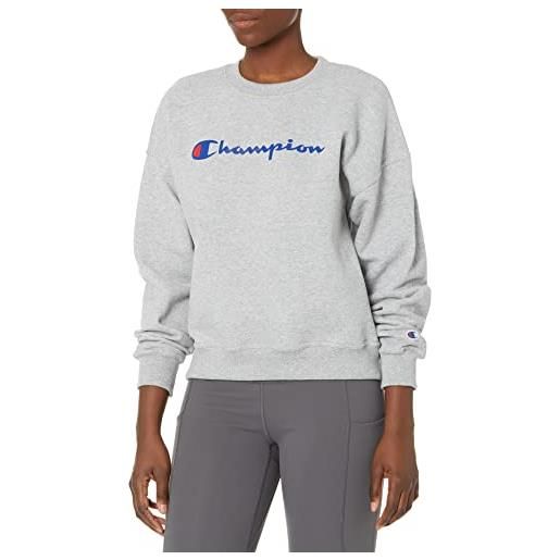 Champion powerblend relaxed crew, serigrafia maglia di tuta, oxford gray script, s donna