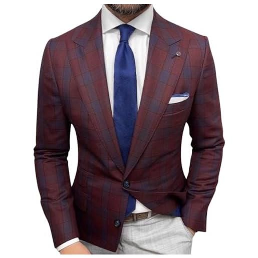 Oanviso blazer uomo a scacchi slim fit giacca con bottone elegante blazer affare giacche da abito casual cappotti twill moda cappotto autunno blazers con risvolto classico formale giacca g 12 xxl