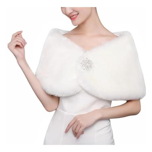 BESTORI stola donna coprispalle di pelliccia sintetica invernale sciarpa per sposa e damigelle d'onore viola