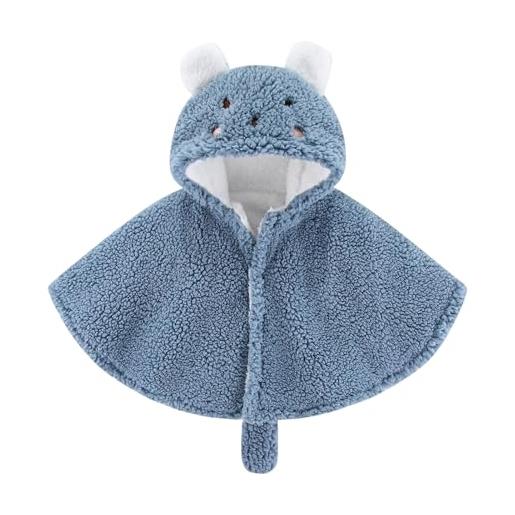 Lifup giacche bambino invernali, giacca del mantello del cappotto di inverno della faux pelliccia della neonata vestiti caldi spessi blu 1-2 anno