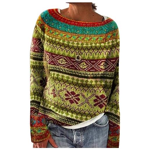 FNKDOR 2023 maglione donna autunno inverno maglioni stampa piuma di pavone maglione cashmere maglione norvegese, ag. , xl