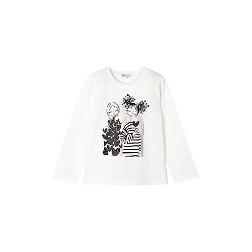 Mayoral maglietta m/l serigrafia per bambine e ragazze ecrù 6 anni (116cm)