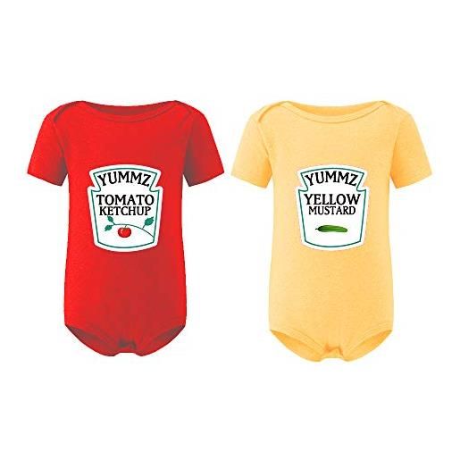 Culbutomind - tutina per neonati, set per gemellini, motivo divertente: ketchup e senape, rosso 1, 6 mesi