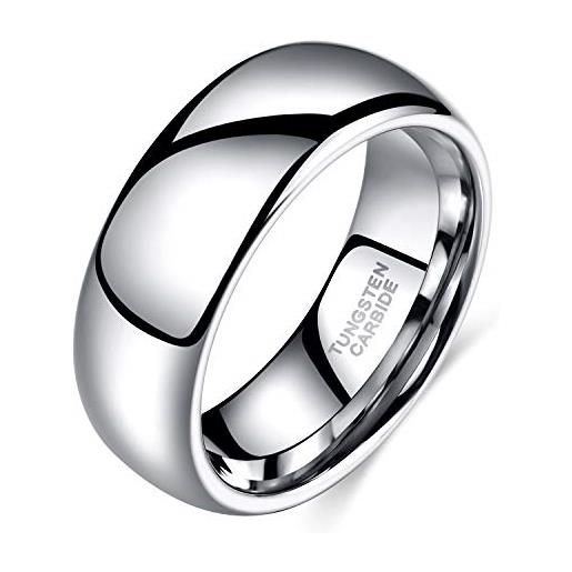 Zakk anelli da donna e uomo in argento tungsteno sottile lucido anelli di fidanzamento fedi nuziali 2mm 4mm 6mm 8mm (8mm, 68 (21.6))
