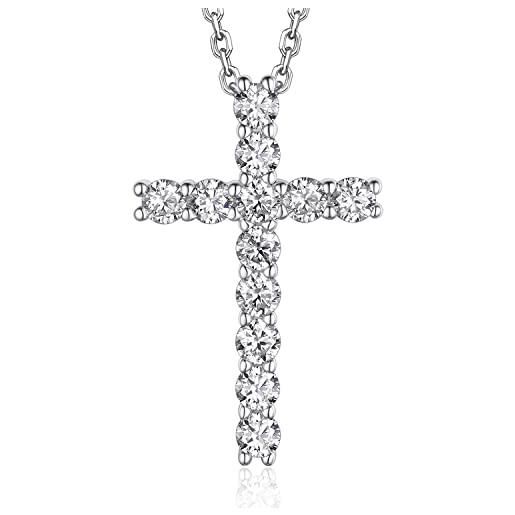 MomentWish croce pendente, 1.2carat moissanite croce collana per le donne, d colore vvs1 simulato diamante 925 sterling silver croce collana