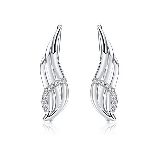VONALA orecchini a forma di ali d'angelo, in argento sterling, ipoallergenici