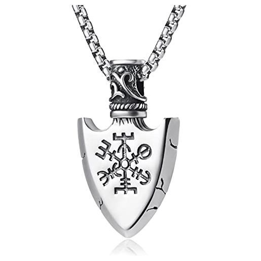 WESTMIAJW gioielli vichinghi da uomo con amuleto nordico valknut albero della vita odin warrior 60 cm, acciaio inossidabile