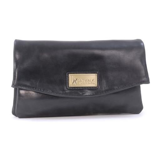 Catwalk Collection Handbags - pochette donna pelle - borsa a tracolla - tracolla regolabile e rimovibile - hannah - nero