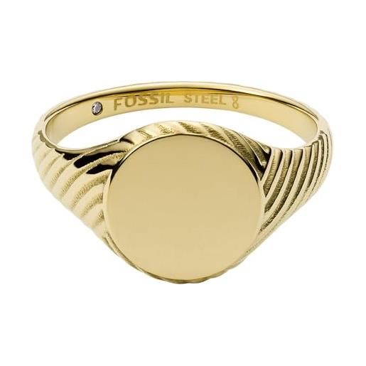 Fossil anello da donna, acciaio inossidabile placcato oro signet, d'oro, 7