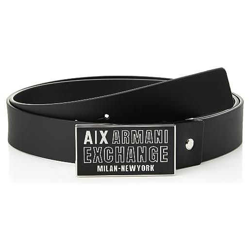 Armani Exchange bonded leather, logo buckle cintura, nero, taglia unica casual