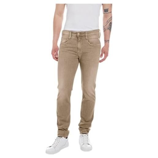 REPLAY jeans uomo anbass slim fit in denim comfort, rosa (brick delavè 250), w34 x l34