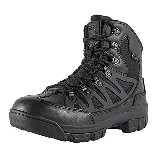 FREE SOLDIER stivaletti tattico mid high rise scarpe da trekking invernali stivali in pelle, uomo(marrone, 43 eu)