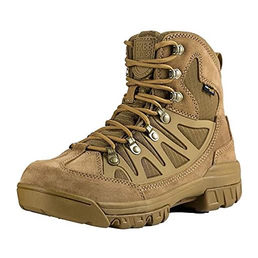 FREE SOLDIER stivaletti tattico mid high rise scarpe da trekking invernali stivali in pelle, uomo(nero, 43 eu)