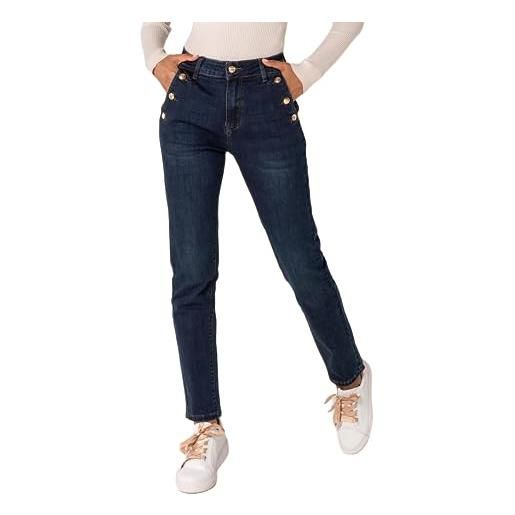 Nina Carter p216 jeans da donna a vita alta, stile vintage, blu scuro (p218-2), s