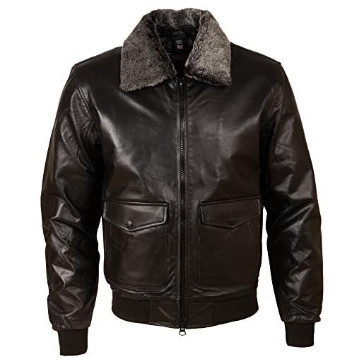 Aviatrix giacca da uomo in vera pelle pilota aviatore moda (bp9j), nero , xl