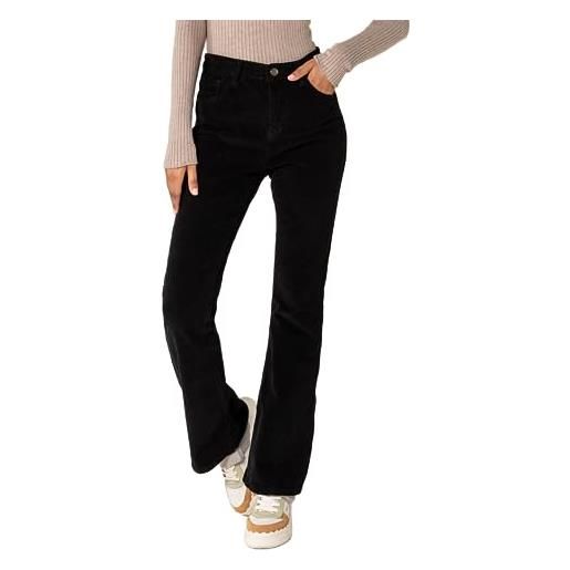 Nina Carter j221 - pantaloni da donna a vita alta, in velluto a coste, stile vintage, nero (j221-1), xxl