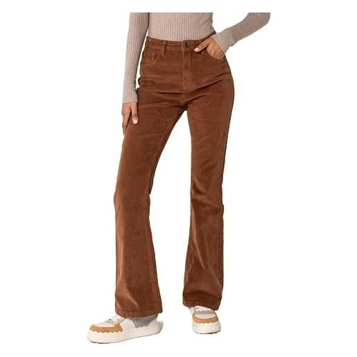 Nina Carter j221 - pantaloni da donna a vita alta, in velluto a coste, stile vintage, marrone cioccolato (j221-26), xxl