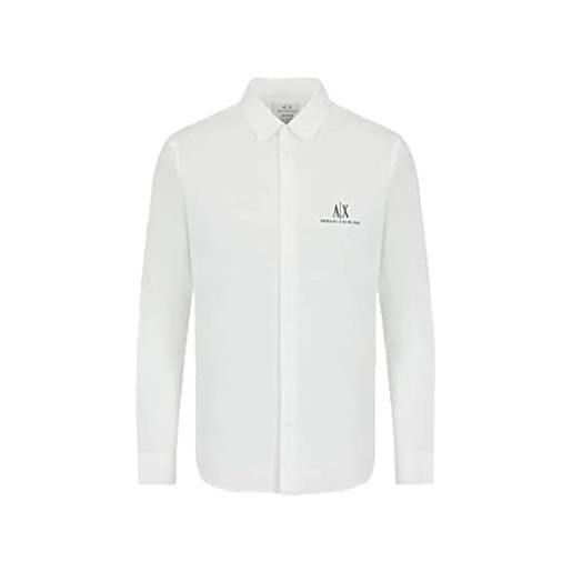 Emporio Armani a|x armani exchange long sleeve icon logo button shirt, camicia, 