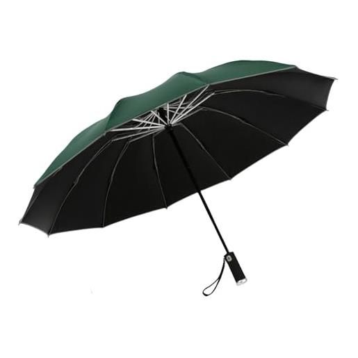 LLaviD ombrello ombrello pieghevole inverso completamente automatico con la torcia elettrica 10ribs ombrelli antivento per il giorno del sole o della pioggia-led-12ribs-green