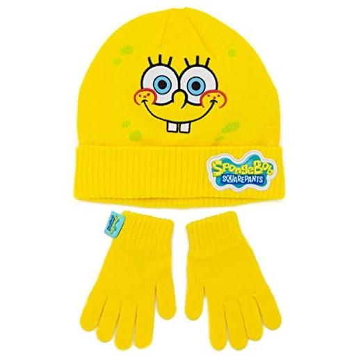 SpongeBob Squarepants cappello guanti berretto lavorato maglia giallo bambini