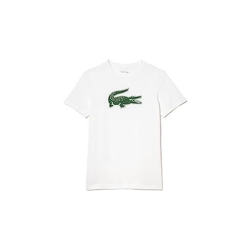 Lacoste th2042 t-shirt manica lunga sport, bianco/verde, 3xl uomo
