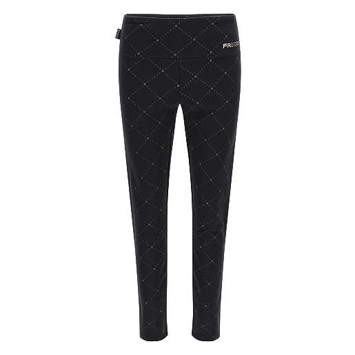 FREDDY - leggings in felpa stampata con motivo geometrico in tono, donna, nero, medium